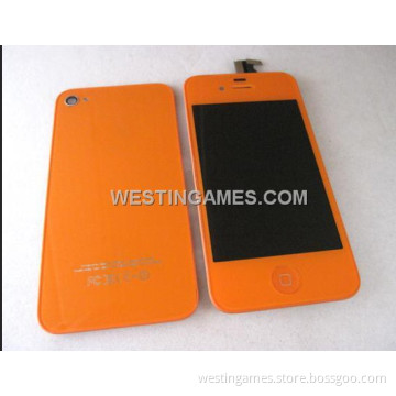 Full LCD Screen + Touch Screen Digitizer Assembly with Back Cover for iPhone 4S - Deep Orange
